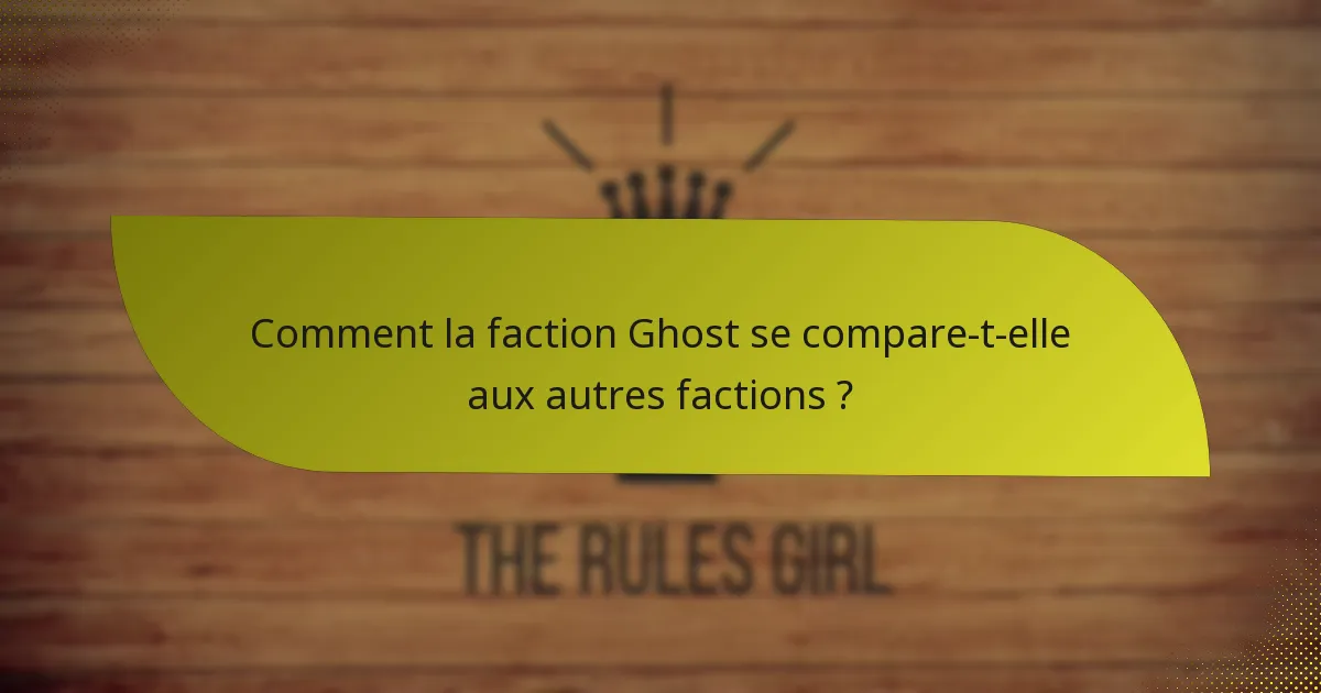 Comment la faction Ghost se compare-t-elle aux autres factions ?