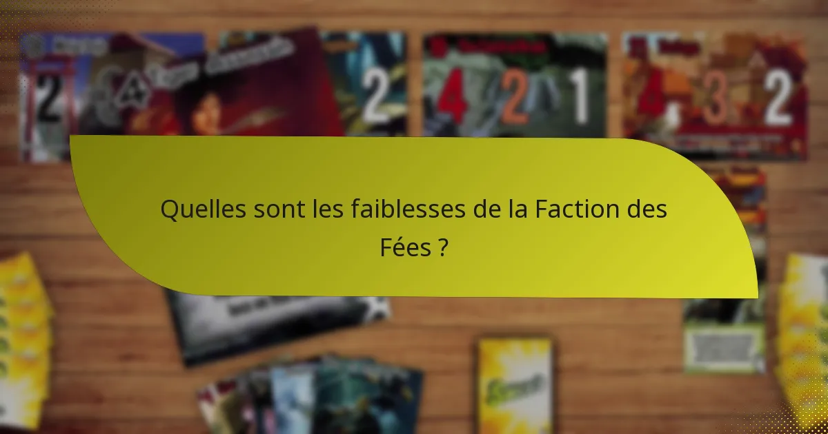 Quelles sont les faiblesses de la Faction des Fées ?